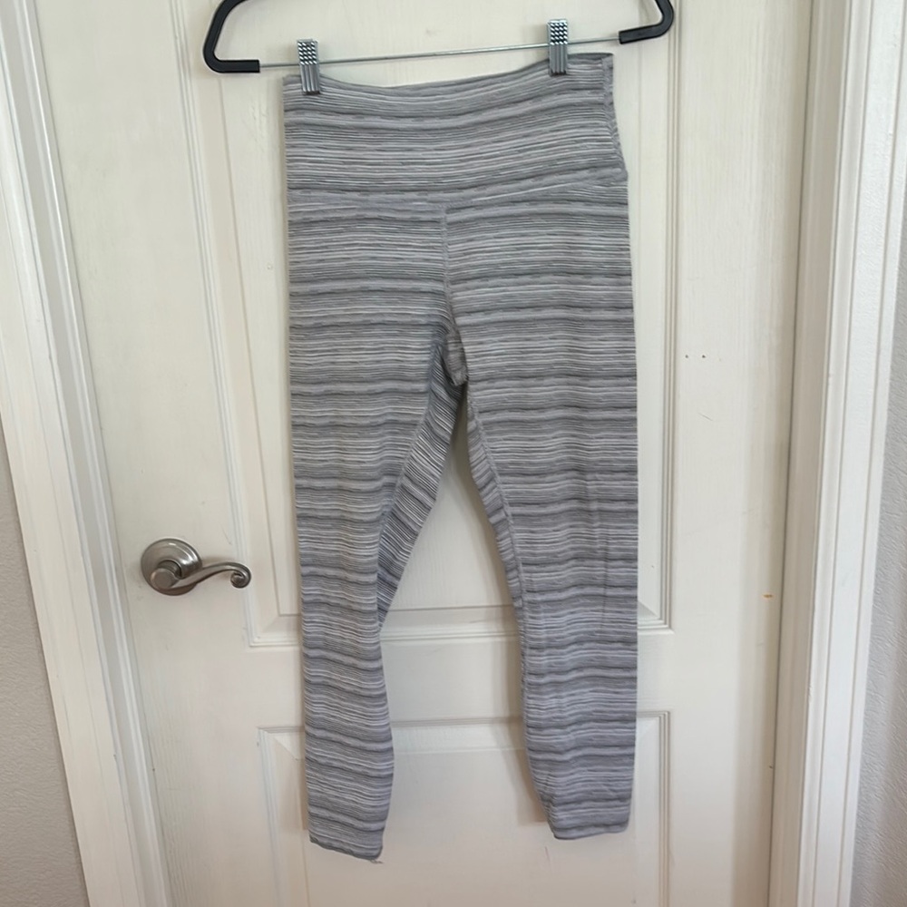 Lululemon Gray Striped High-Waist Leggings
